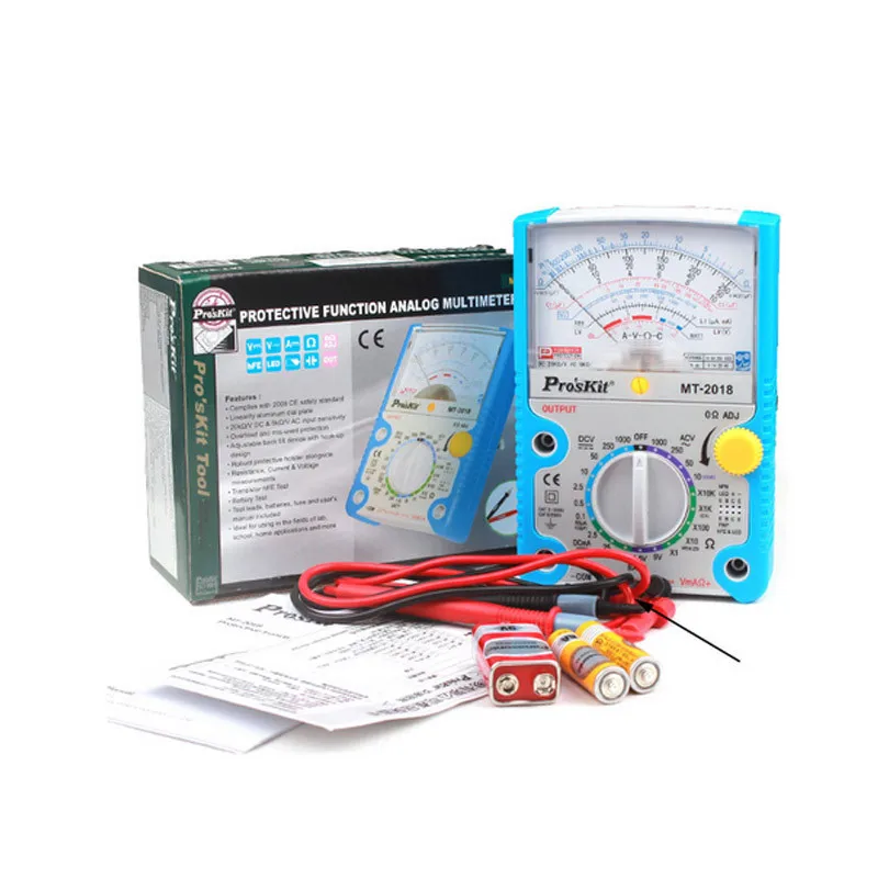 Pro'skit MT-2017 MT-2018 Protective Function Analog Multimeter Ohm Test Meter DC AC Voltage Current Resistance Analog Multimeter
Pro'skit MT-2017 MT-2018 Protective Function Analog Multimeter Ohm Test Meter DC AC Voltage Current Resistance Analog Multimeter
