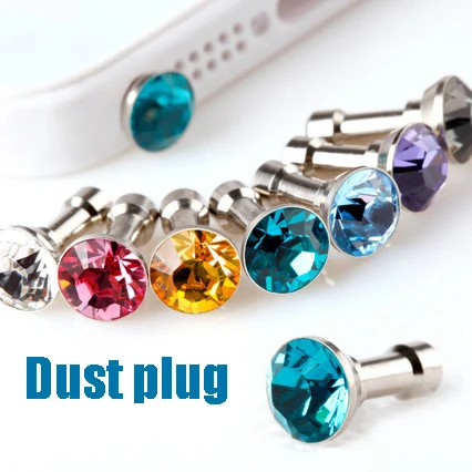 Luxury 10pcs 3.5mm Bling Diamond Earphone Jack Anti Dust Plug Cap Stopper For iphone Huawei colorful Crystal | Мобильные телефоны и