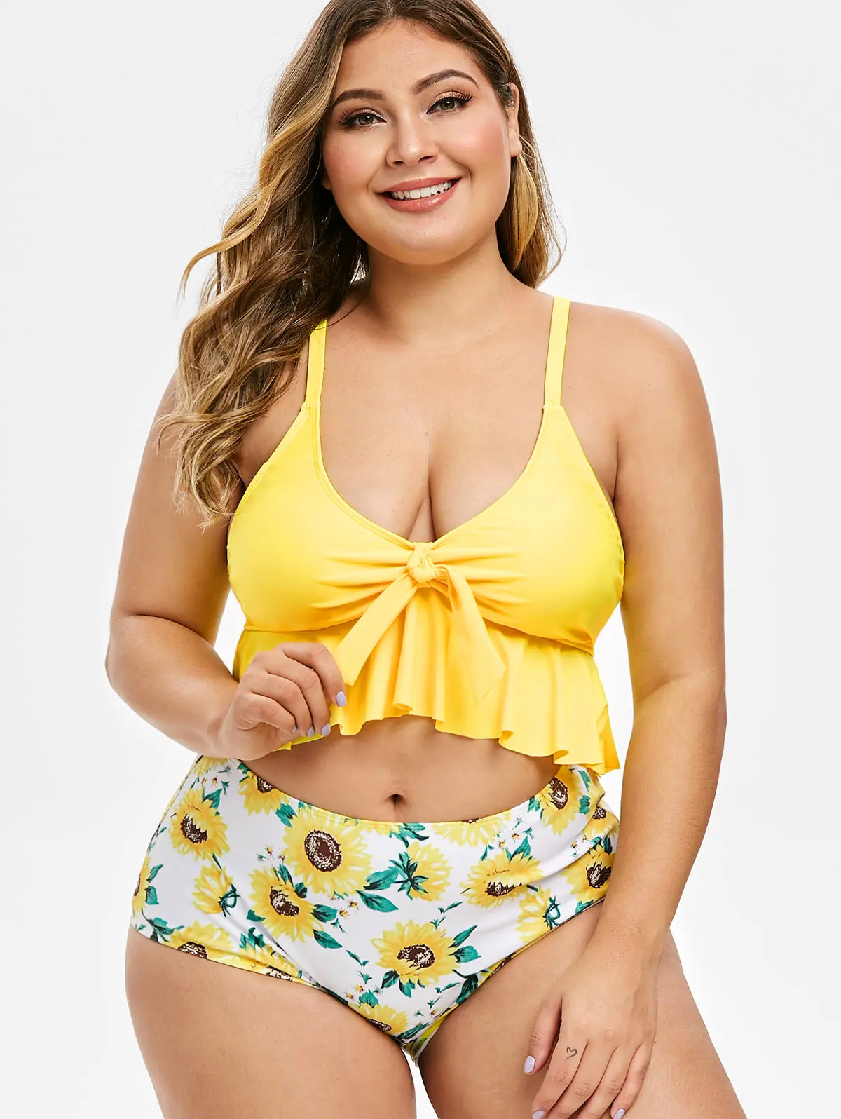 ROSEGAL Sexy Women Bikini Set Mujer Ruffle Floral Printed Swimsuit Push Up High Waist Biquinis Brazilian Swimwear Summer | Женская