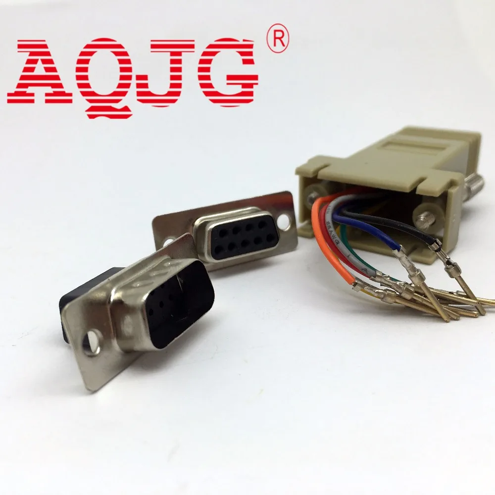 100 шт. DB9 9-контактный последовательный RS232 штекер к RJ45 8C мужской/женский Модульный
