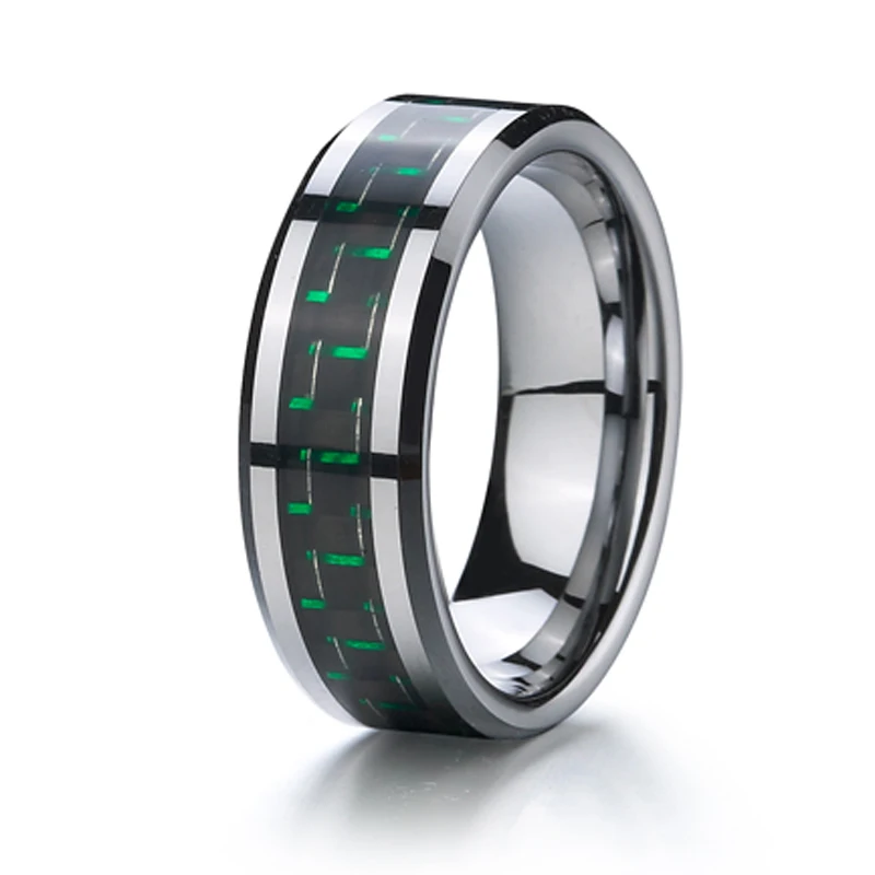 Men's tungsten carbide ring with green and black carbon fiber 8mm width fashion rings 2019
Men's tungsten carbide ring with green and black carbon fiber 8mm width fashion rings 2019