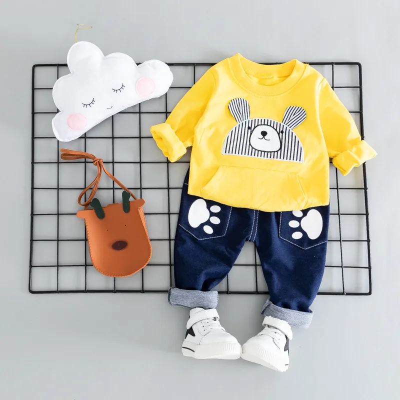 Spring and Autumn Child Stripe Ear Clothes Suits Baby Girl Boy Clothing Sets Infant Clothes Suits Casual Sport T Shirt Pants
Spring and Autumn Child Stripe Ear Clothes Suits Baby Girl Boy Clothing Sets Infant Clothes Suits Casual Sport T Shirt Pants