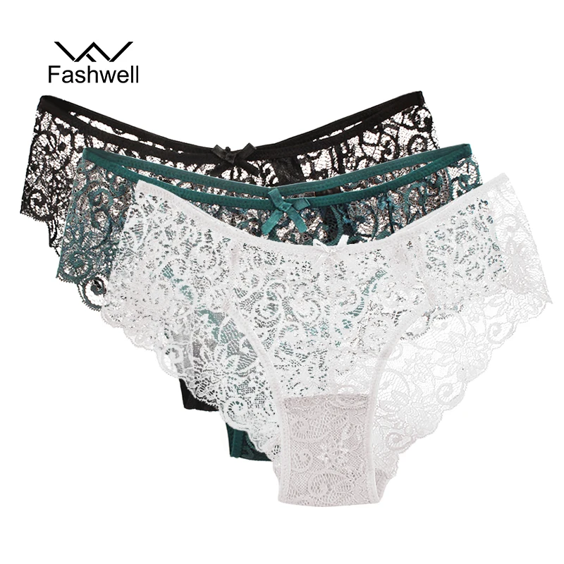 Fashwell Новые прозрачные большие размеры кружевные женские трусики нижнее белье