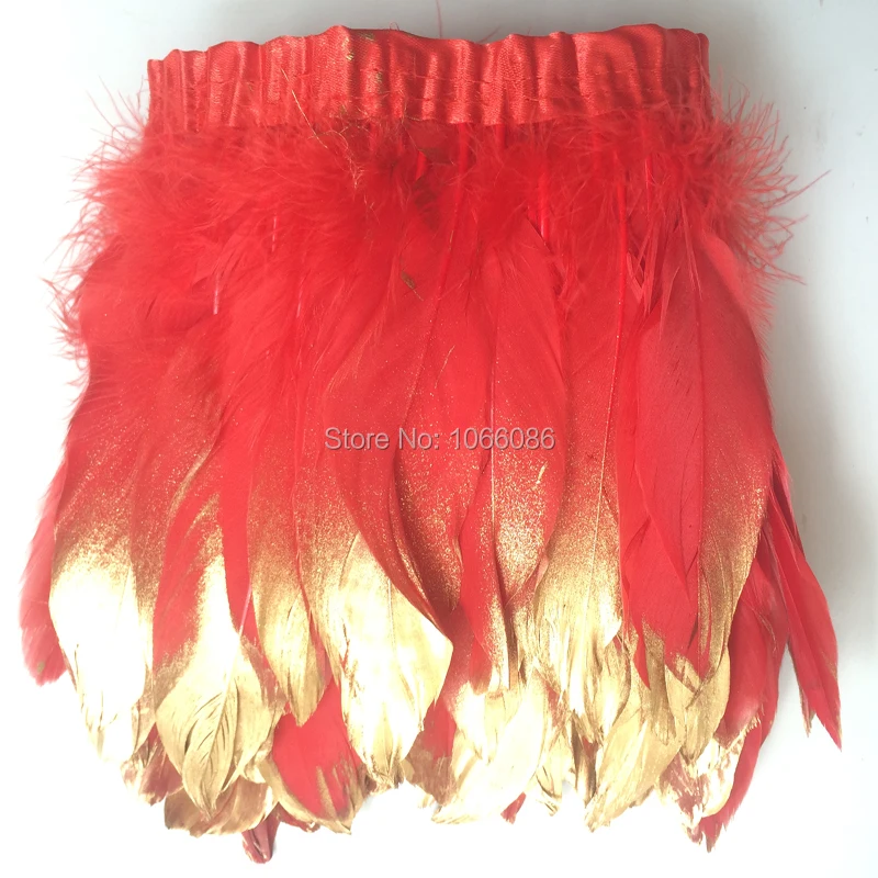 8yard/lot gold paint spray goose feather fringes 15-20cm red with gold tips goose feather trims 2y/pc
8yard/lot gold paint spray goose feather fringes 15-20cm red with gold tips goose feather trims 2y/pc