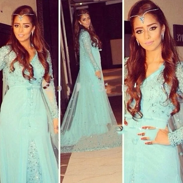 Saudi Arabia Evening Dress with Beaded Sparkling V Neckline Long Sleeves Vestidos A Line Evening Dresses Robe De Soiree
Saudi Arabia Evening Dress with Beaded Sparkling V Neckline Long Sleeves Vestidos A Line Evening Dresses Robe De Soiree