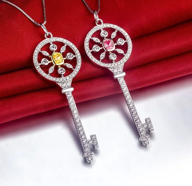 T Brand Genuine Silver Sweater Key Pendant Necklace white gold Plated Micro Diamond Pendant for Girl Jewelry for Lover
T Brand Genuine Silver Sweater Key Pendant Necklace white gold Plated Micro Diamond Pendant for Girl Jewelry for Lover