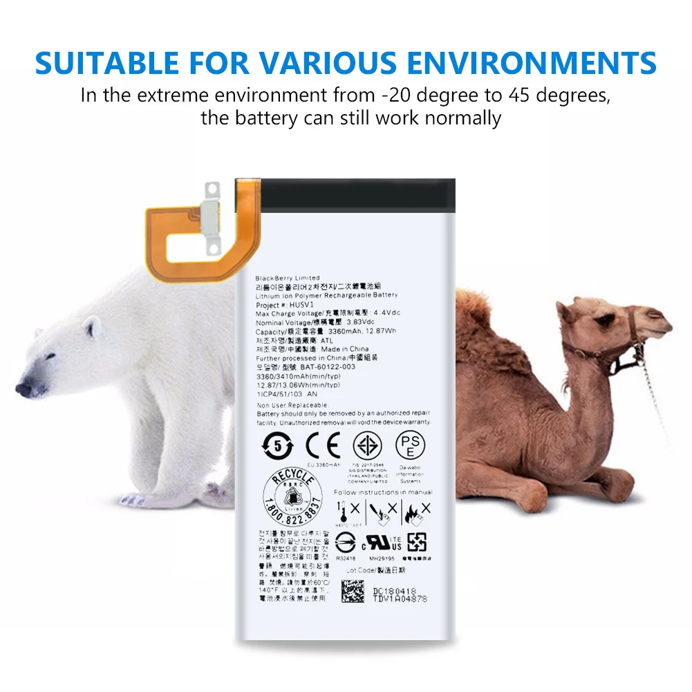 High Quality 3410mAh BAT-60122-003 Lithium Polymer Mobile Phone Battery For BlackBerry Priv STV100 Batteries Free Tools
High Quality 3410mAh BAT-60122-003 Lithium Polymer Mobile Phone Battery For BlackBerry Priv STV100 Batteries Free Tools