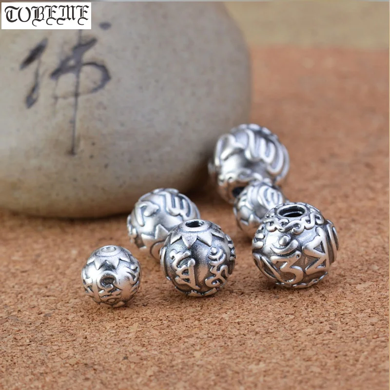 

NEW! 999 Silver Tibetan OM Mani Padme Hum Beads Real Silver Buddhist Words Beads Pure Silver Tibetan Six Proverb Jewelry Beads