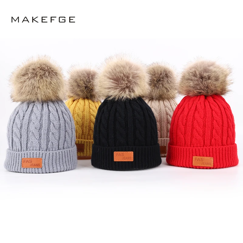 Children's knitted cotton hats FAS leather standard boy girl universal fur kids winter caps warm pompoms ski hat solid Beanie
Children's knitted cotton hats FAS leather standard boy girl universal fur kids winter caps warm pompoms ski hat solid Beanie