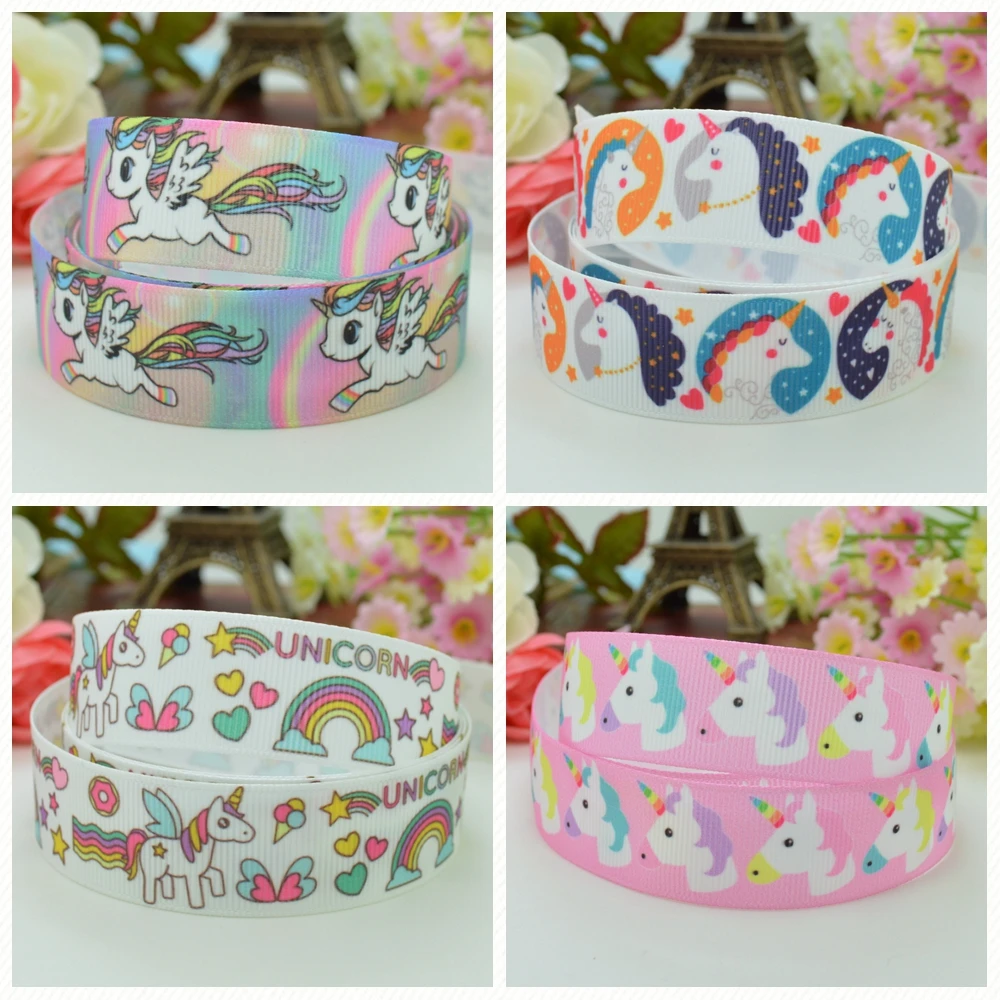 DUWES 7/8 "22 мм 2 5 10 20 50 ярдов Радужный Единорог Печатный grosgrain ribbon hai rbow DIY Ручная