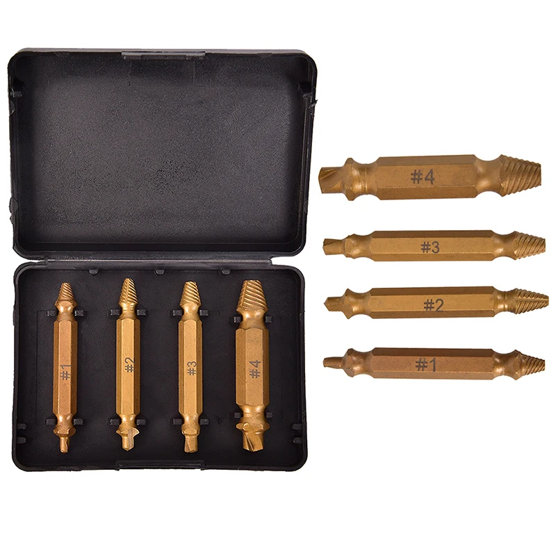 4pcs Titanium Broken Bolt Damage Screw Remover Extractor Drill Bits Easy Out Stud Reverse .5.5cm/2.16inch
4pcs Titanium Broken Bolt Damage Screw Remover Extractor Drill Bits Easy Out Stud Reverse .5.5cm/2.16inch
