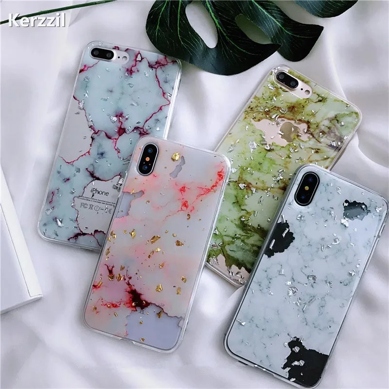 Роскошный чехол Kerzzil из фольги и мрамора для iphone 6 S X 7 8 Plus модные крутые
