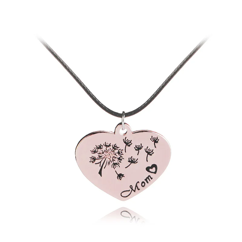 Dandelion Seed Wish Heart Pendant Necklace Mother's Day Gift Women Choker Fashion Leather Chain Jewelry | Украшения и