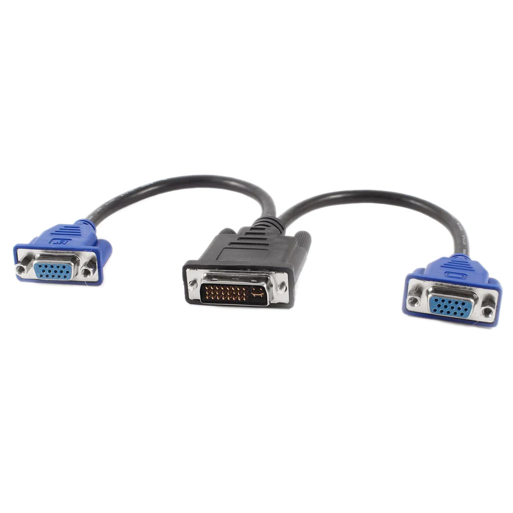 Кабель для ноутбука с двумя звеньями DVI I 24 и 5 штыревыми разъемами на 2 VGA|Кабели VGA|