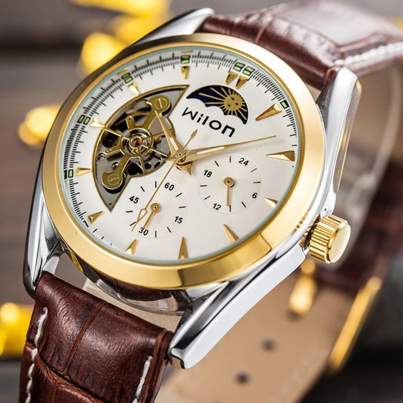 Mes's Watch Automatic Mechanical Watch Men WILON Leather StrapBusiness Waterproof Clock Men Relogio Masculino Saat
Mes's Watch Automatic Mechanical Watch Men WILON Leather StrapBusiness Waterproof Clock Men Relogio Masculino Saat
