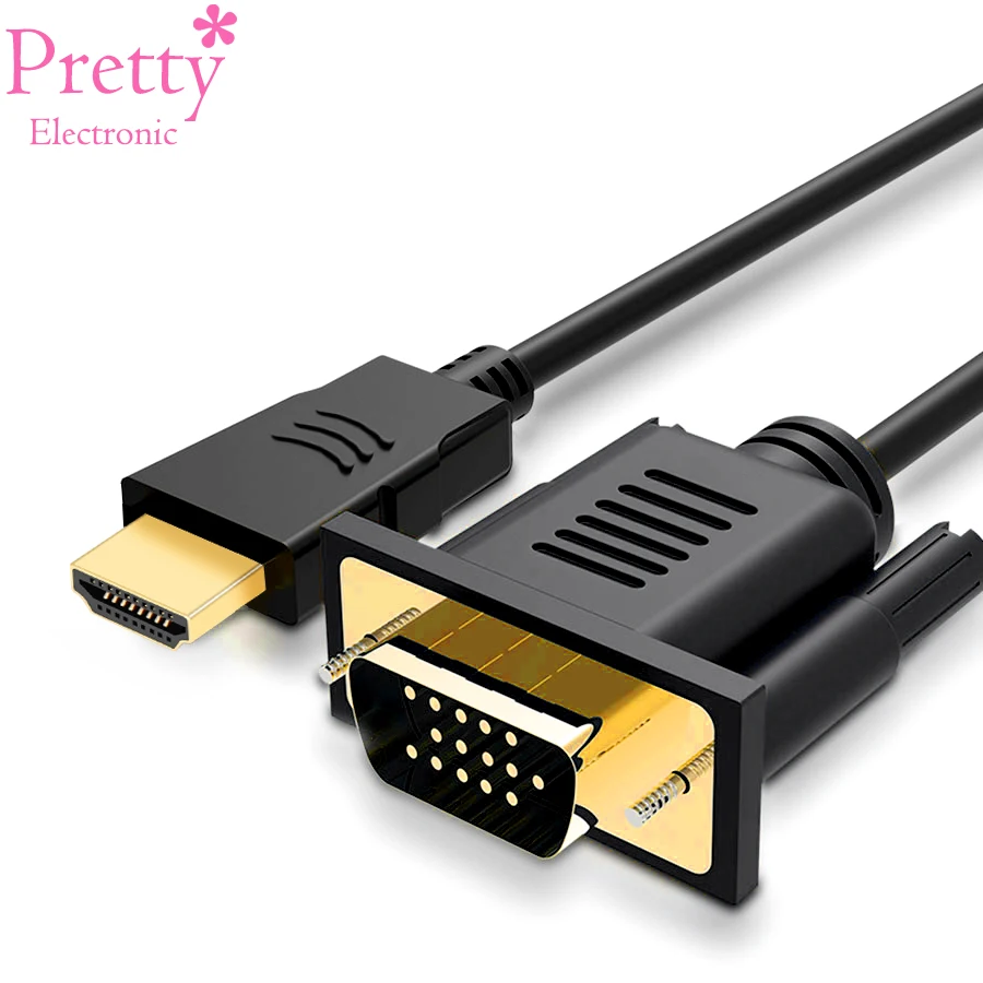 М 1 8 м HDMI к VGA Кабель адаптер между мужчинами видео разъем Кабели для HD плеер ТВ
