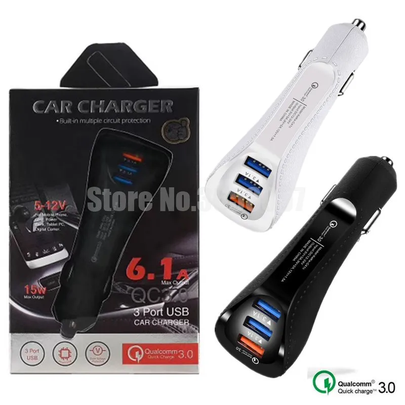 100 шт Быстрый QC3.0 3 порта USB Кожаный Автомобильный Адаптер зарядного устройства