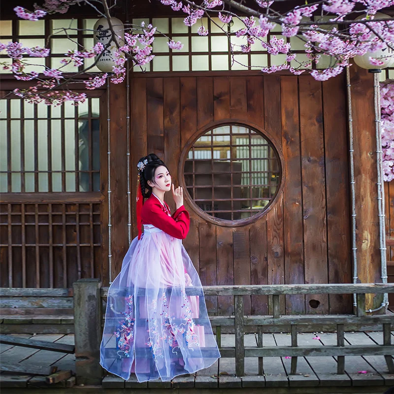 Новое китайское платье Hanfu женское традиционное Тан старинная Китайская одежда