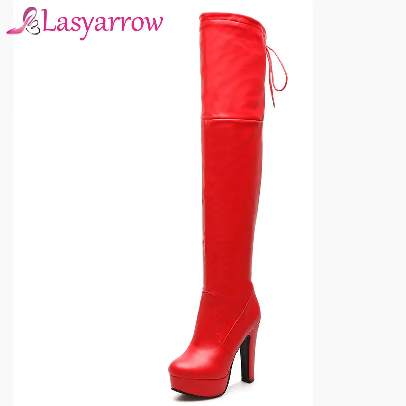 Lasyarrow Sexy Women's Boots Black Red Thick High Heels Shoes Woman Women's Round Toe Platform Boots Back Lace Up Botas Feminina
Lasyarrow Sexy Women's Boots Black Red Thick High Heels Shoes Woman Women's Round Toe Platform Boots Back Lace Up Botas Feminina