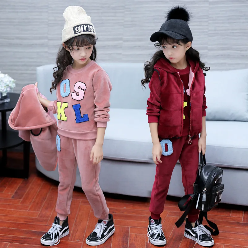 Teenage Girls Clothing Set Kids Tracksuit for Girls Winter Clothes Pleuche Fleece Thick School Girls Children Clothes 10 12 Year
Teenage Girls Clothing Set Kids Tracksuit for Girls Winter Clothes Pleuche Fleece Thick School Girls Children Clothes 10 12 Year