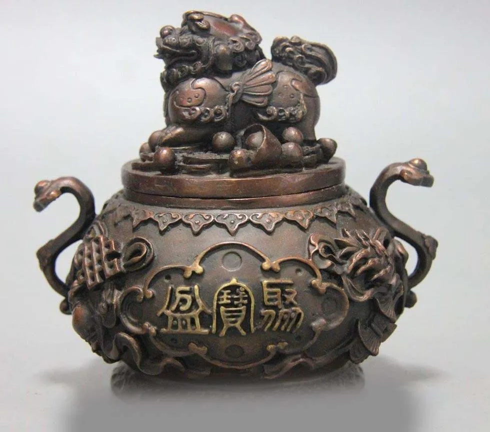 China Bronze Eight Treasure bowl Ruyi Brave troops Wealth Incense Burner Censer Satue 12CM
China Bronze Eight Treasure bowl Ruyi Brave troops Wealth Incense Burner Censer Satue 12CM