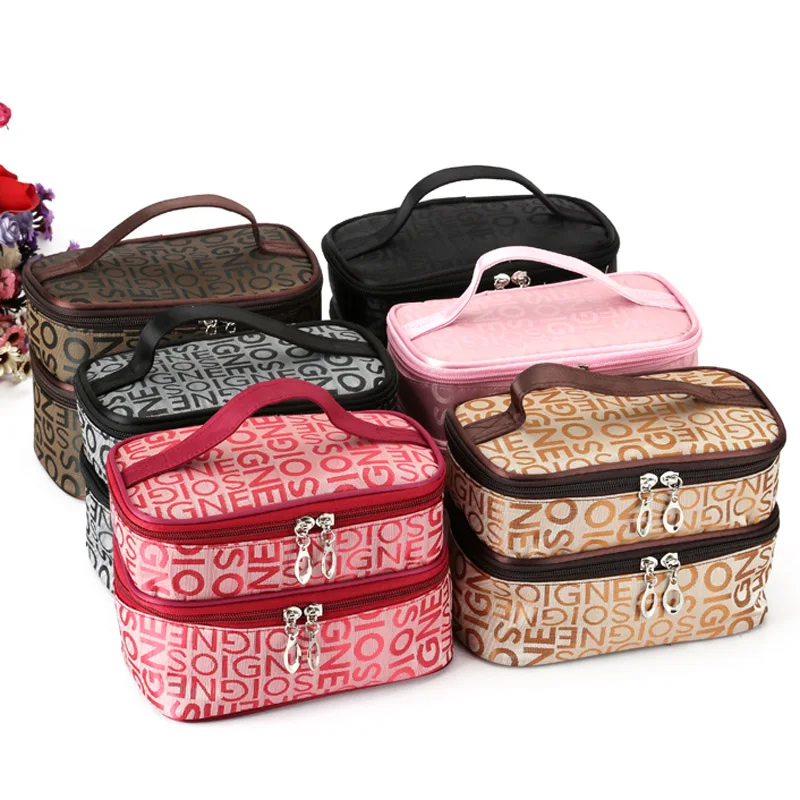 Fashion Women Double Layer Letters Cosmetic Bag Makeup Tool Storage Bag Multifunctional Storage Package Canvas Make Up Organizer
Fashion Women Double Layer Letters Cosmetic Bag Makeup Tool Storage Bag Multifunctional Storage Package Canvas Make Up Organizer