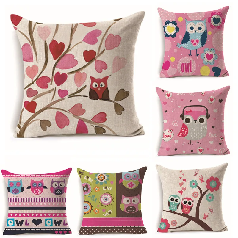 Pink Theme Owl pattern linen cotton pillow case sofa cushion cover character pattern square decorative pillow cover
Pink Theme Owl pattern linen cotton pillow case sofa cushion cover character pattern square decorative pillow cover
