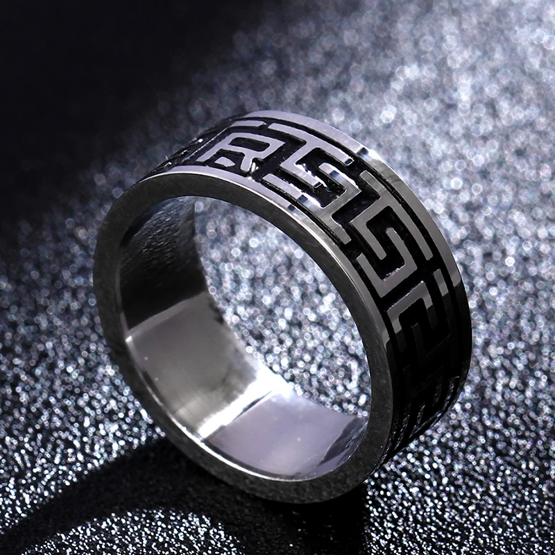 Vintage 316L Stainless Steel Ring for Men And Women Never Fade Power Lucky "Om Mani Padme Hum" Sanskrit Buddhist Mantra | Украшения