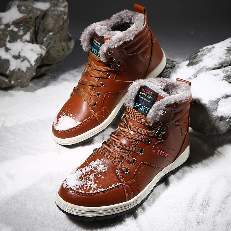 Winter men's snow boots outdoor sports workers plus velvet warm high-top sneakers large size 39-48 | Спорт и развлечения