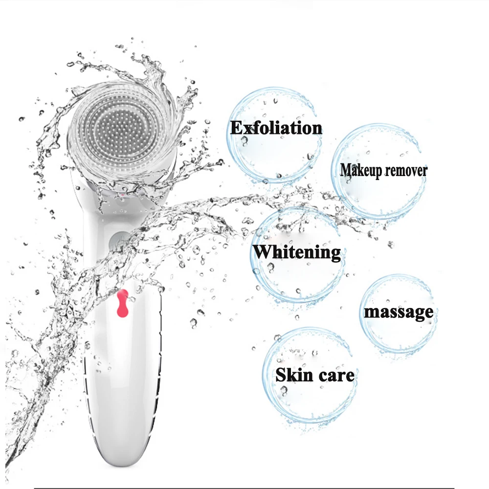 Facial Cleansing Brush Silicone Electric Waterproof Massage with 4 Heads Sonic Vibration Deep Pore Cleaning Mini Face Cleaner 
Facial Cleansing Brush Silicone Electric Waterproof Massage with 4 Heads Sonic Vibration Deep Pore Cleaning Mini Face Cleaner