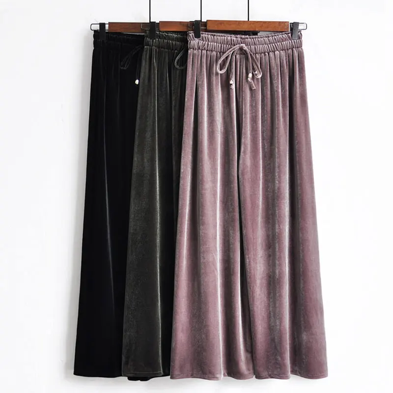 2019 Korean Harajuku women wide leg pants golden velvet elastic waist loose casual female spring summer high waist Velour pants
2019 Korean Harajuku women wide leg pants golden velvet elastic waist loose casual female spring summer high waist Velour pants