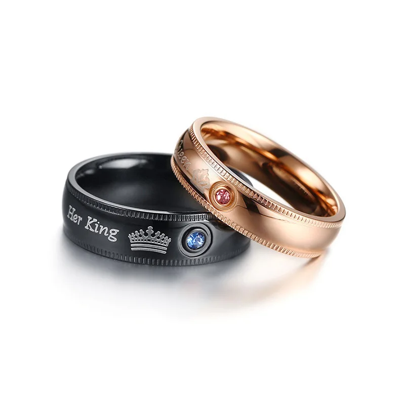 Vnox Персонализированные Свадебные кольца для мужчин и женщин Корона его королева