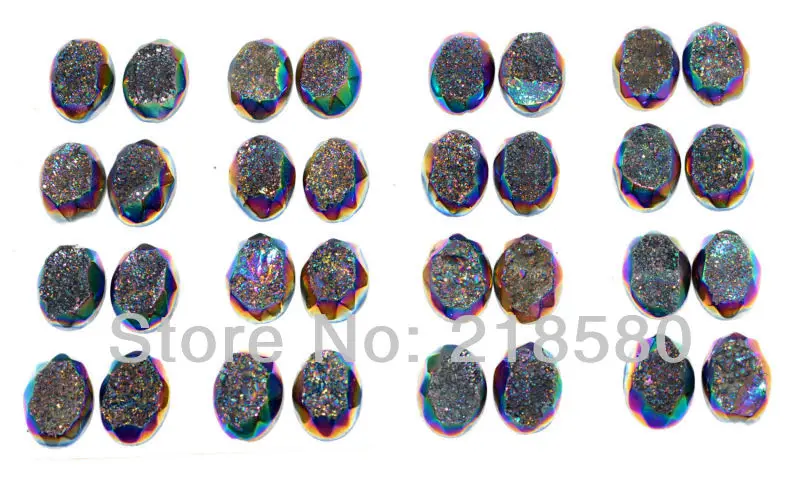 H-DCB18 25pcs Mystical Rainbow Titanium Quartz Faceted Oval Drusy Druzy Cabochon Beads 12mmx16mm
H-DCB18 25pcs Mystical Rainbow Titanium Quartz Faceted Oval Drusy Druzy Cabochon Beads 12mmx16mm