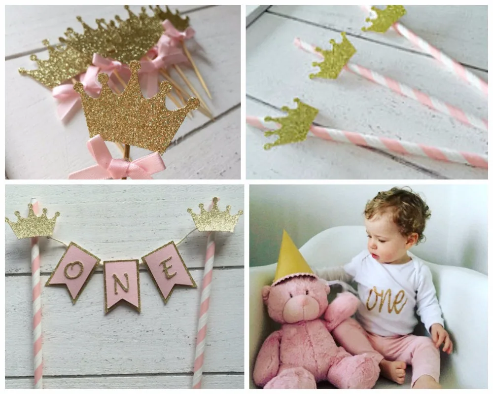 

Happy Birthday Cake Topper Cupcake Toppers Flag Banner 1st Birthday Cake Decoration Baby Shower Boy Girl Wedding Party