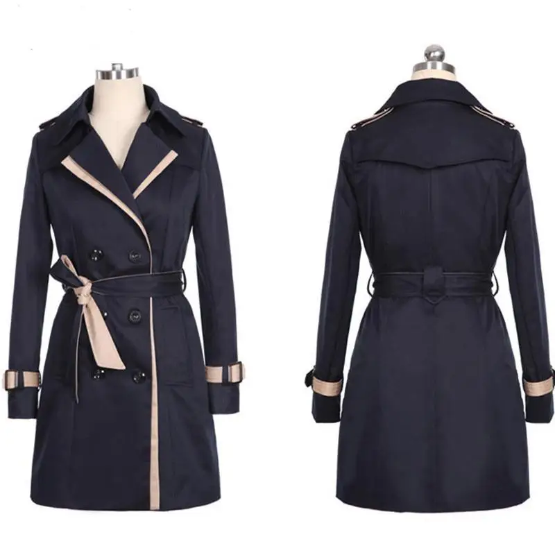 Rench Coat For Women Nice Fashion Turn-down Collar Double Breasted Contrast Color
Rench Coat For Women Nice Fashion Turn-down Collar Double Breasted Contrast Color
