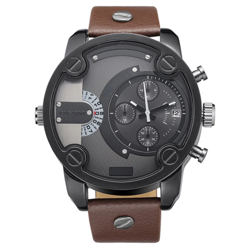 

Cagarny Luxury Men Watches Quartz Watch Men Fashion Wristwatches Leather Watchband Date Display Military waterproof clock Watch