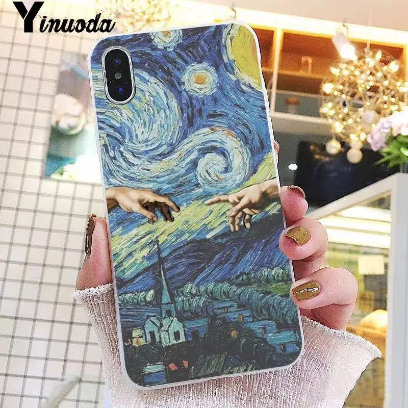 Yinuoda Mona Lisa Art David Line Van Gogh Звездная змея чехол для телефона iPhone 8 7 6 6S Plus X XS MAX 5 5S SE XR 10 11