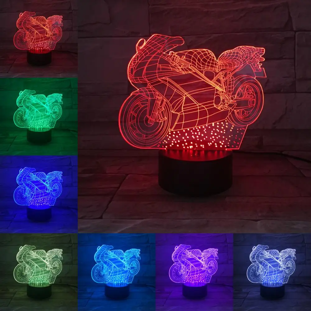 3D Night Light Motorcycle 3D Table Lamp LED Bulb Multi-color Flashlight Home Decor Birthday Gifts Kids Toy Accompany Lighting
3D Night Light Motorcycle 3D Table Lamp LED Bulb Multi-color Flashlight Home Decor Birthday Gifts Kids Toy Accompany Lighting