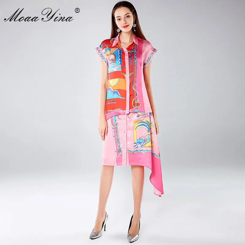MoaaYina Fashion Designer Set Spring Autumn Women's Short sleeve Print Asymmetrical Blouse+Asymmetrical Skirt Two-piece suit
MoaaYina Fashion Designer Set Spring Autumn Women's Short sleeve Print Asymmetrical Blouse+Asymmetrical Skirt Two-piece suit