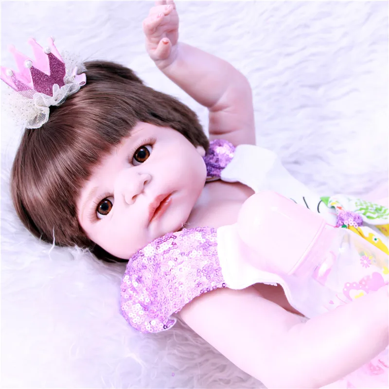 NPK Кукла reborn 23 "полностью силиконовая кукла baby укорененные волосы магнитная