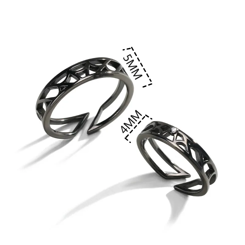 100% 925 Sterling Silver Rings For Women Black Spider Web Grid Zircon Couple Open Ring Men Femme Personality Jewelry Love Gift
100% 925 Sterling Silver Rings For Women Black Spider Web Grid Zircon Couple Open Ring Men Femme Personality Jewelry Love Gift