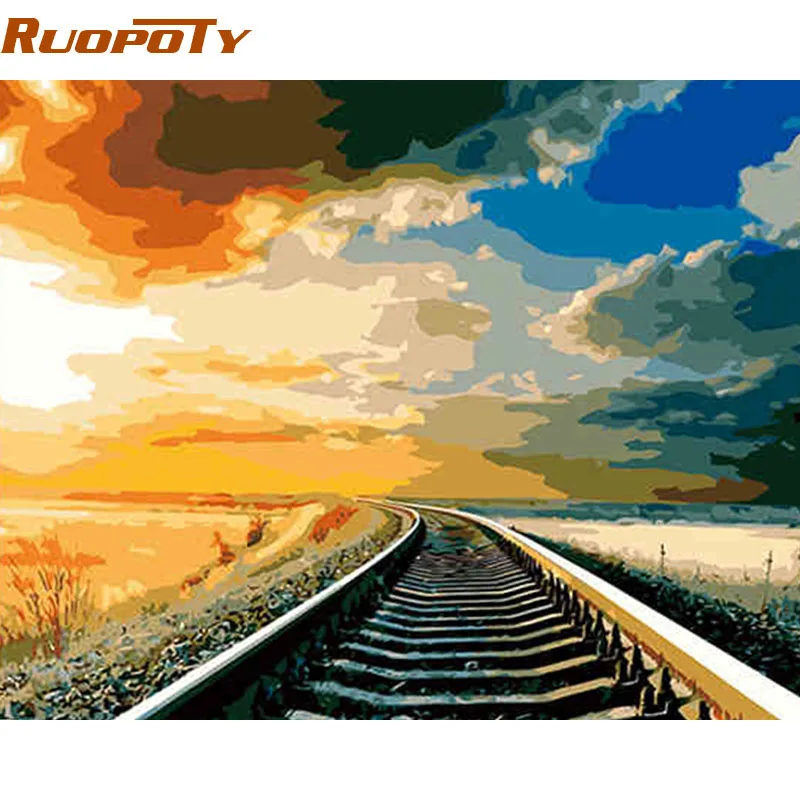 RUOPOTY Rail DIY картина по номерам пейзаж ручная роспись маслом уникальная для