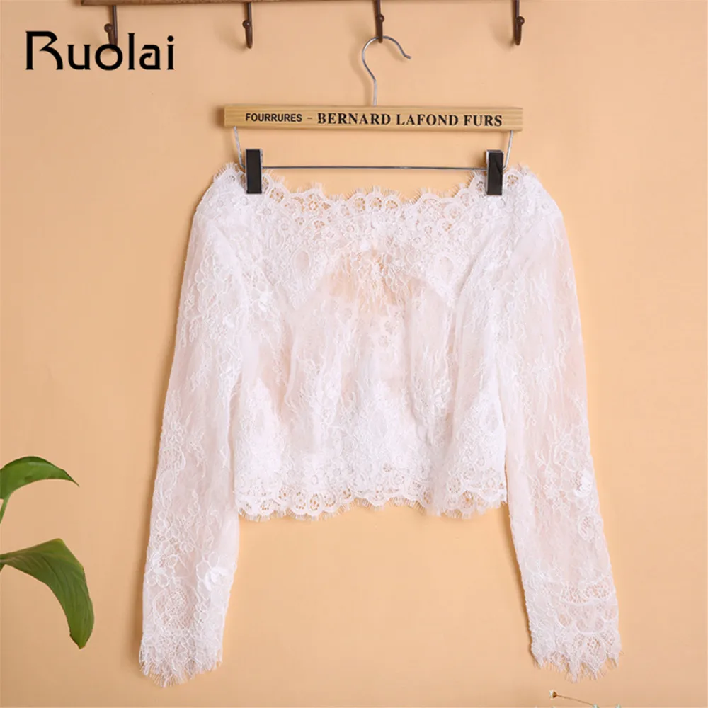 Ivory/White Boat Neck Long Sleeves Lace Bolero Wedding Jacket Vintage Bridal Jackets Women Bolero Lace Jacket Wrap FJ28
Ivory/White Boat Neck Long Sleeves Lace Bolero Wedding Jacket Vintage Bridal Jackets Women Bolero Lace Jacket Wrap FJ28