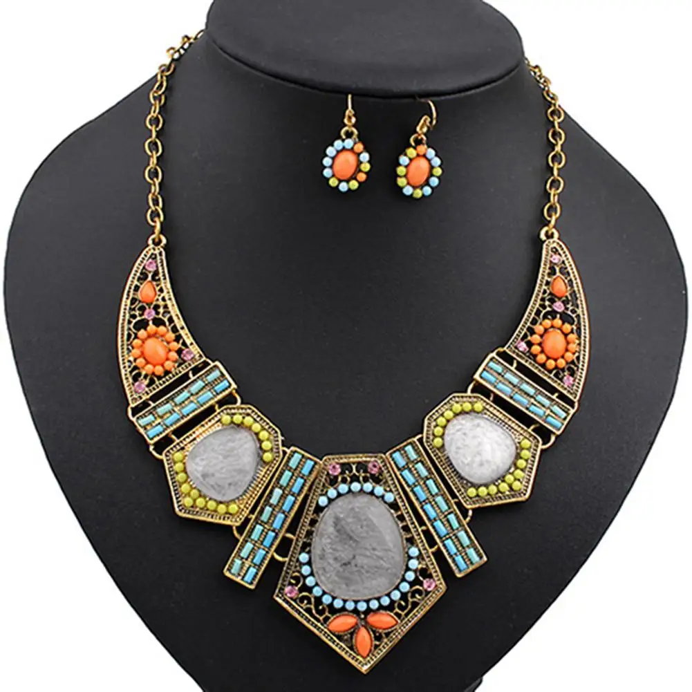 2019 vintage Women's Boho Colorful Hollow Statement Chain Choker Necklace Hook Earrings Set
2019 vintage Women's Boho Colorful Hollow Statement Chain Choker Necklace Hook Earrings Set