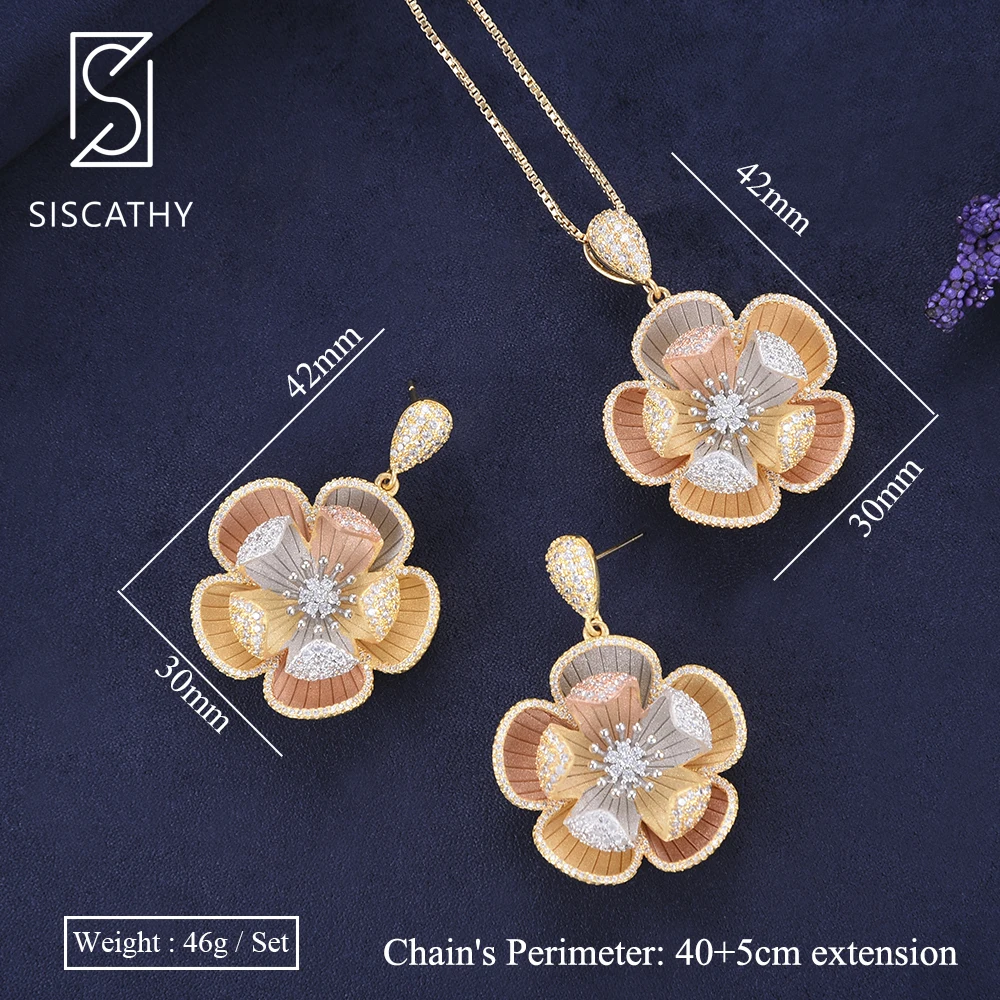 SISCATHY Fashion Blossom Long Chain Necklace Earrings Cubic Zirconia Jewelry Sets For Women Dubai Nigerian Wedding Engagement
SISCATHY Fashion Blossom Long Chain Necklace Earrings Cubic Zirconia Jewelry Sets For Women Dubai Nigerian Wedding Engagement