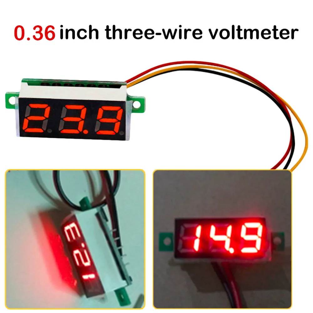 Mini 0.36 inch DC 0-100V 3 Bits Digital Red LED Display Panel Voltage Meter Voltmeter Tester Three Lines
Mini 0.36 inch DC 0-100V 3 Bits Digital Red LED Display Panel Voltage Meter Voltmeter Tester Three Lines