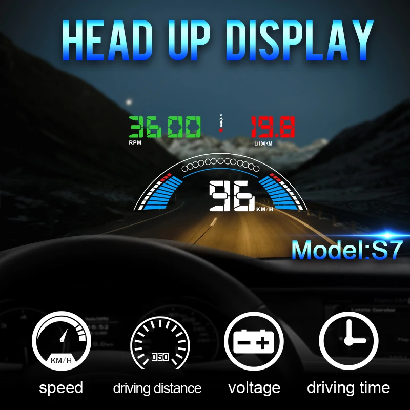 5.8" Styling S7 HUD GPS Speedometer OBD2 Car Head Up Display Vehicle Speeding Warning Fuel Consumption Water Temperature RPM
5.8" Styling S7 HUD GPS Speedometer OBD2 Car Head Up Display Vehicle Speeding Warning Fuel Consumption Water Temperature RPM