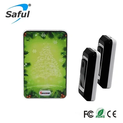 Saful Wireless DoorBell Waterproof Green design LED light hot sale 2 Outdoor Transmitter +1 Indoor Doorbell Free Shipping
Saful Wireless DoorBell Waterproof Green design LED light hot sale 2 Outdoor Transmitter +1 Indoor Doorbell Free Shipping