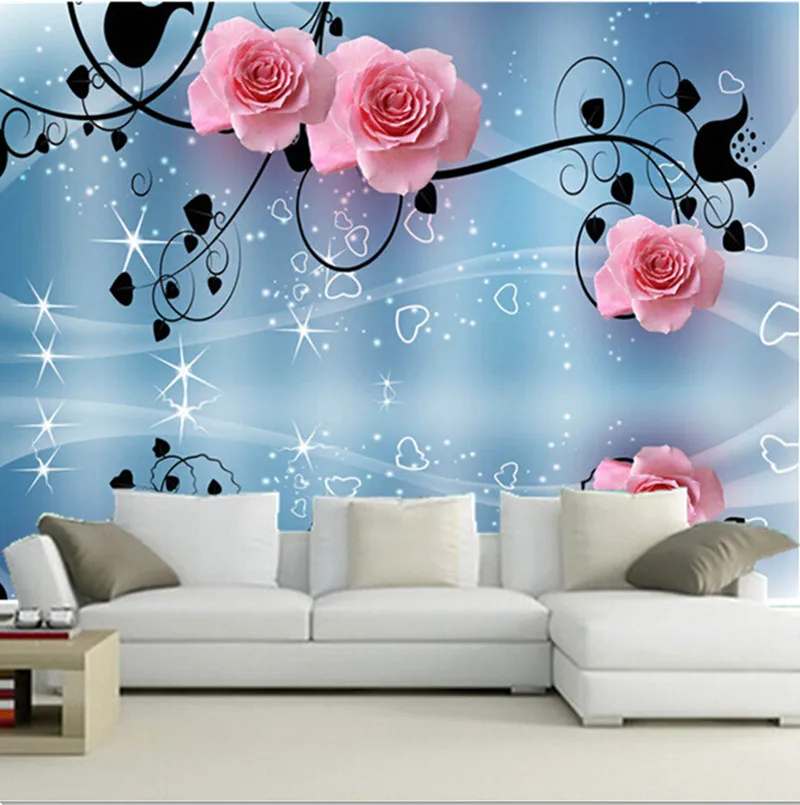 

Custom 3D murals,beautiful dream rose vine TV background wall,living room sofa TV wall bedroom wallpaper