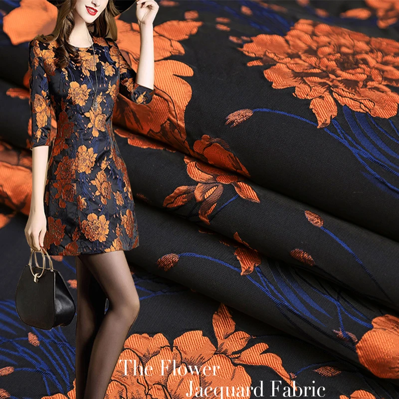 145cm width European and American high-end orange flower jacquard Brocade Fabric,3D yarn dyed fabric for women coat,dress
145cm width European and American high-end orange flower jacquard Brocade Fabric,3D yarn dyed fabric for women coat,dress